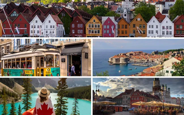 Top del 6 al 10 países para viajar sola (Noruega,  Portugal, Croacia, Canadá y Polonia)