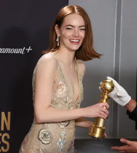 Taylor Swift y Jennifer Lawrence celebran con euforia la victoria de Emma Stone en los Globos de Oro