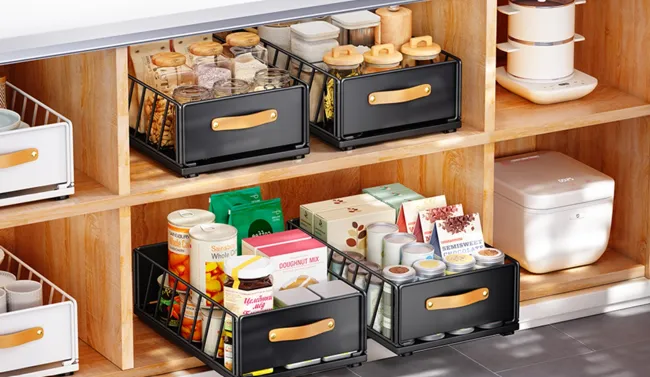 Tiroir Coulissant Pour Placard - Largeur Réglable 30 à 50 Cm, Pas De Perçage - Idéal Rangement Cuisine Ou Salle De Bain