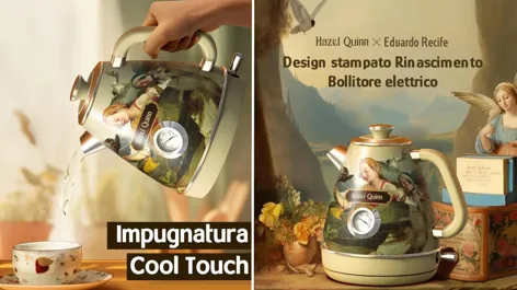 Bouilloire à Thé Émaillée Rétro 1.7L - Pour Cuisinière Et Induction - Style Vintage Fleuri - Jaune