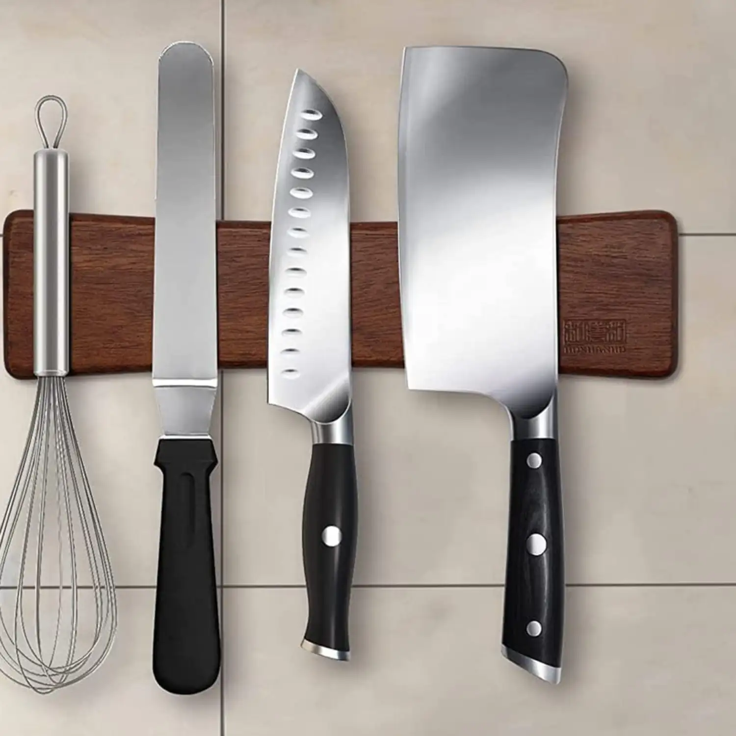 Porte-Couteaux Aimanté 50 Cm – Barre Magnétique Inox Extra-Forte, Sans Perçage, Idéal Cuisine Moderne Noir