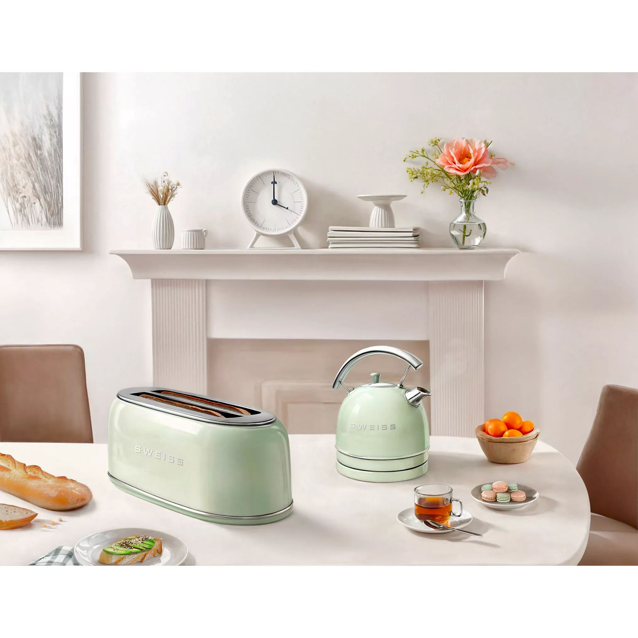 Pack Bouilloire Et Grille-pain Swan - Blanc - 4 Tranches - 3000W - Occasion
