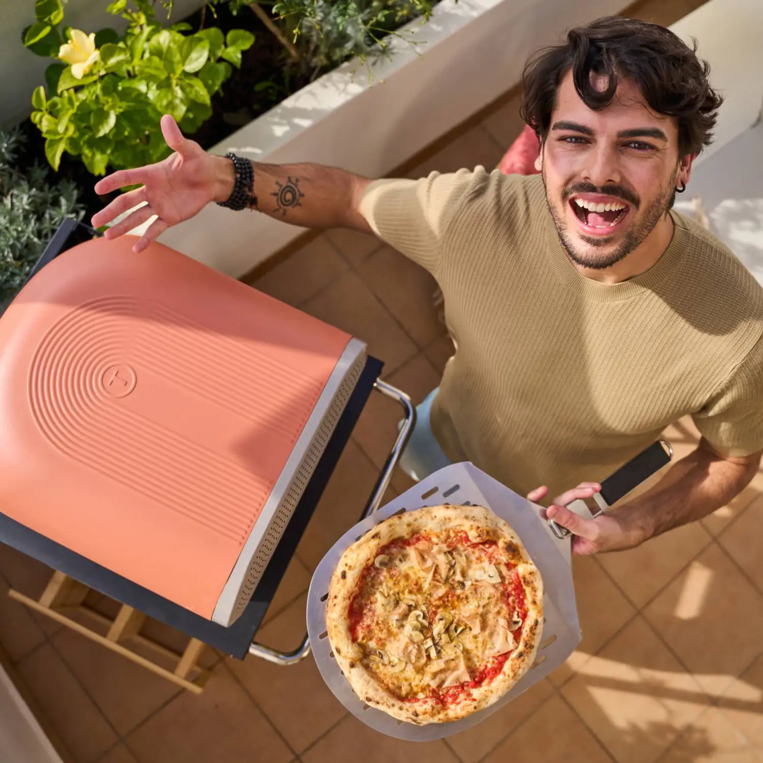 Todeco Four à pizza électrique 3 en 1, 1200W, avec 6 mini pelles à pizza, 6 Poêle à fromage