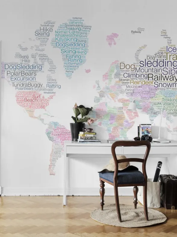 Decorar con mapas mundi: el placer de viajar sin moverte de casa