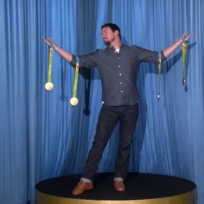 WATCH: Channing Tatum Becomes Simone Biles's Award Statue