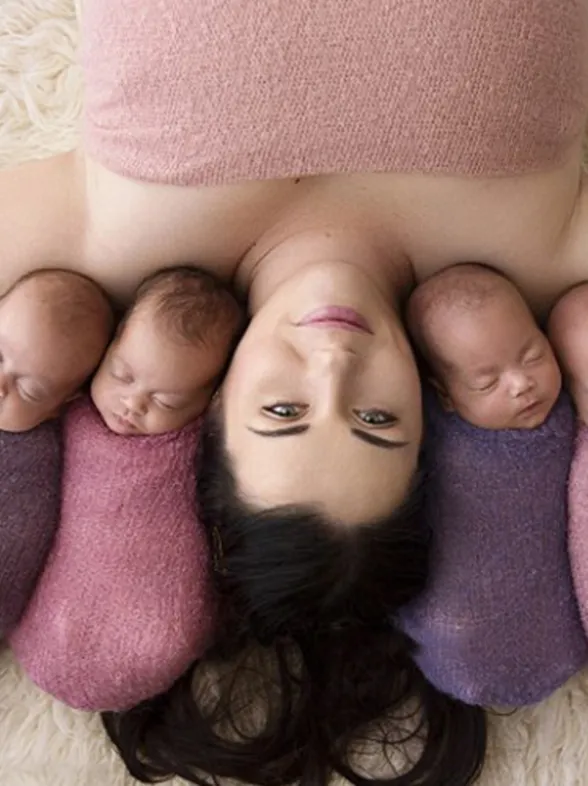 La bella historia de una mamá y sus quintillizos a través de imágenes