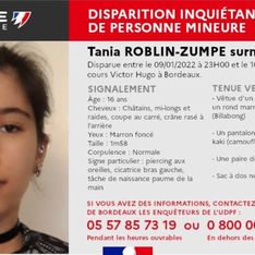 Appel à témoins : Tania, 16 ans, portée disparue depuis le 9 janvier à Bordeaux