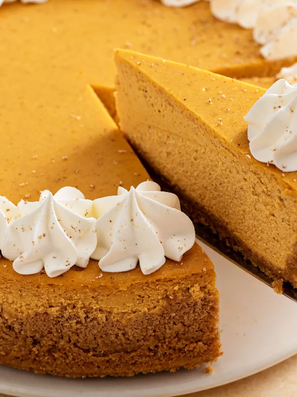 Una tarta de queso con calabaza y especias que huele a otoño